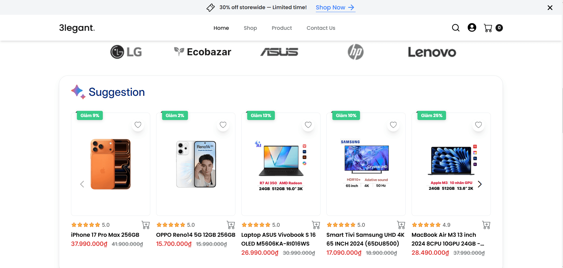 3legant E-commerce Website